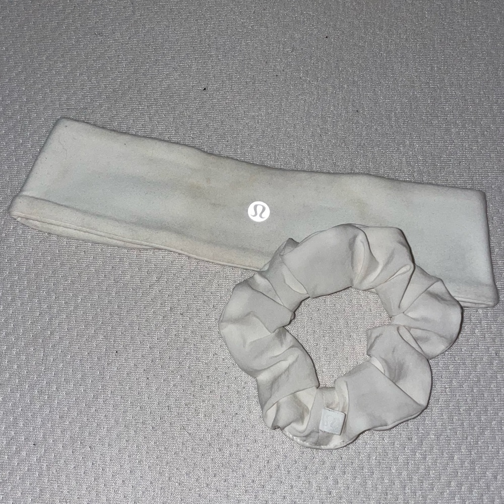 Lululemon White Headband & Scrunchie Set